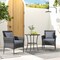 Costway 3 PCS Patio Furniture Set with Cushioned Patio Chairs & Tempered Glass Coffee Table Grey/Navy/White/Black